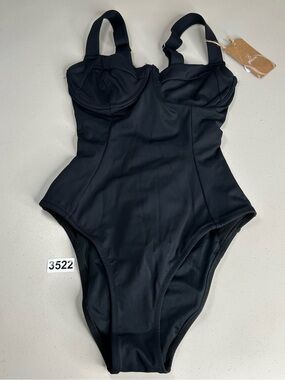 Berlook Black Cross Back Tummy Control One Piece Swimsuit Small New